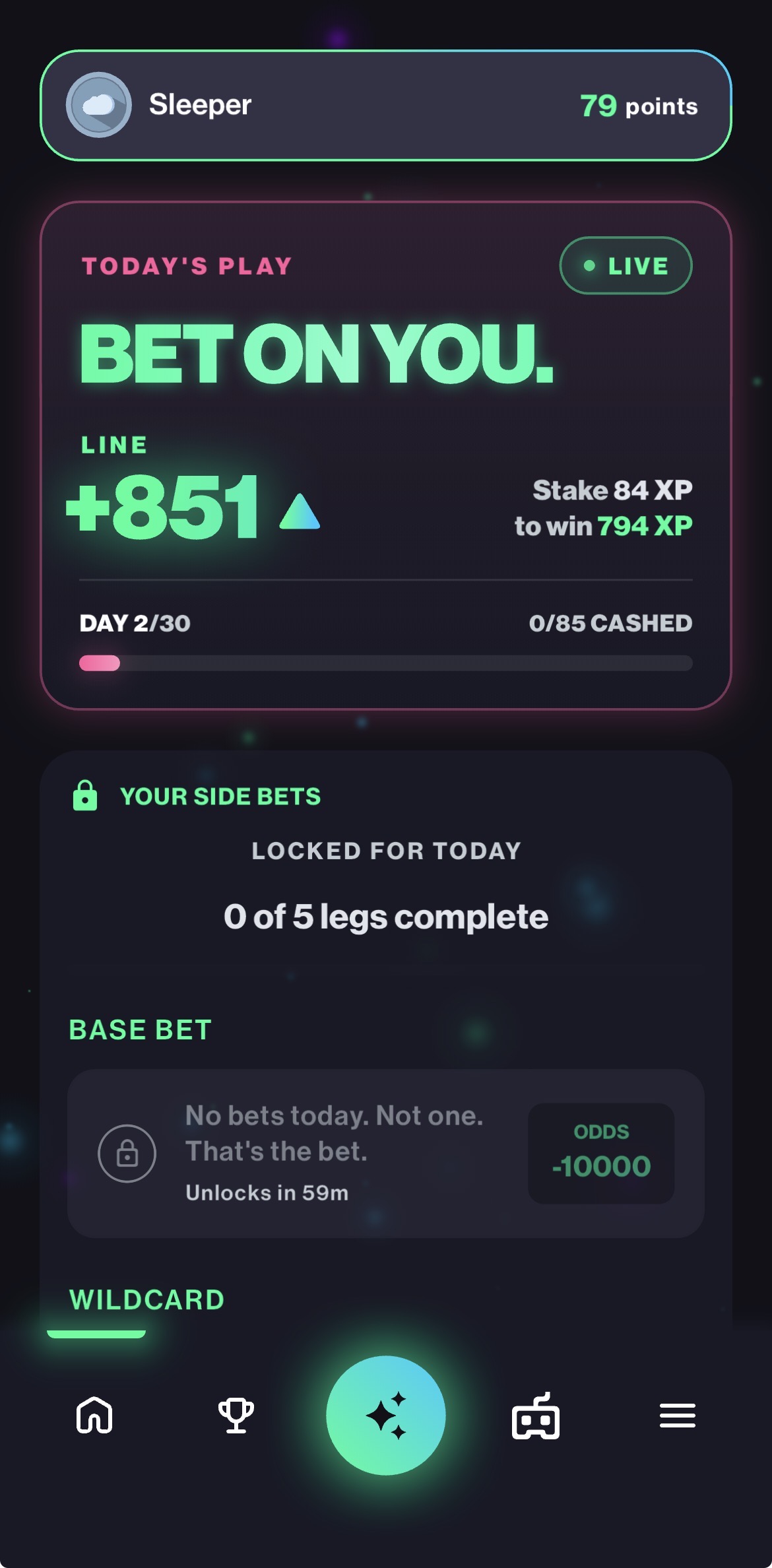 BetterBet app home screen